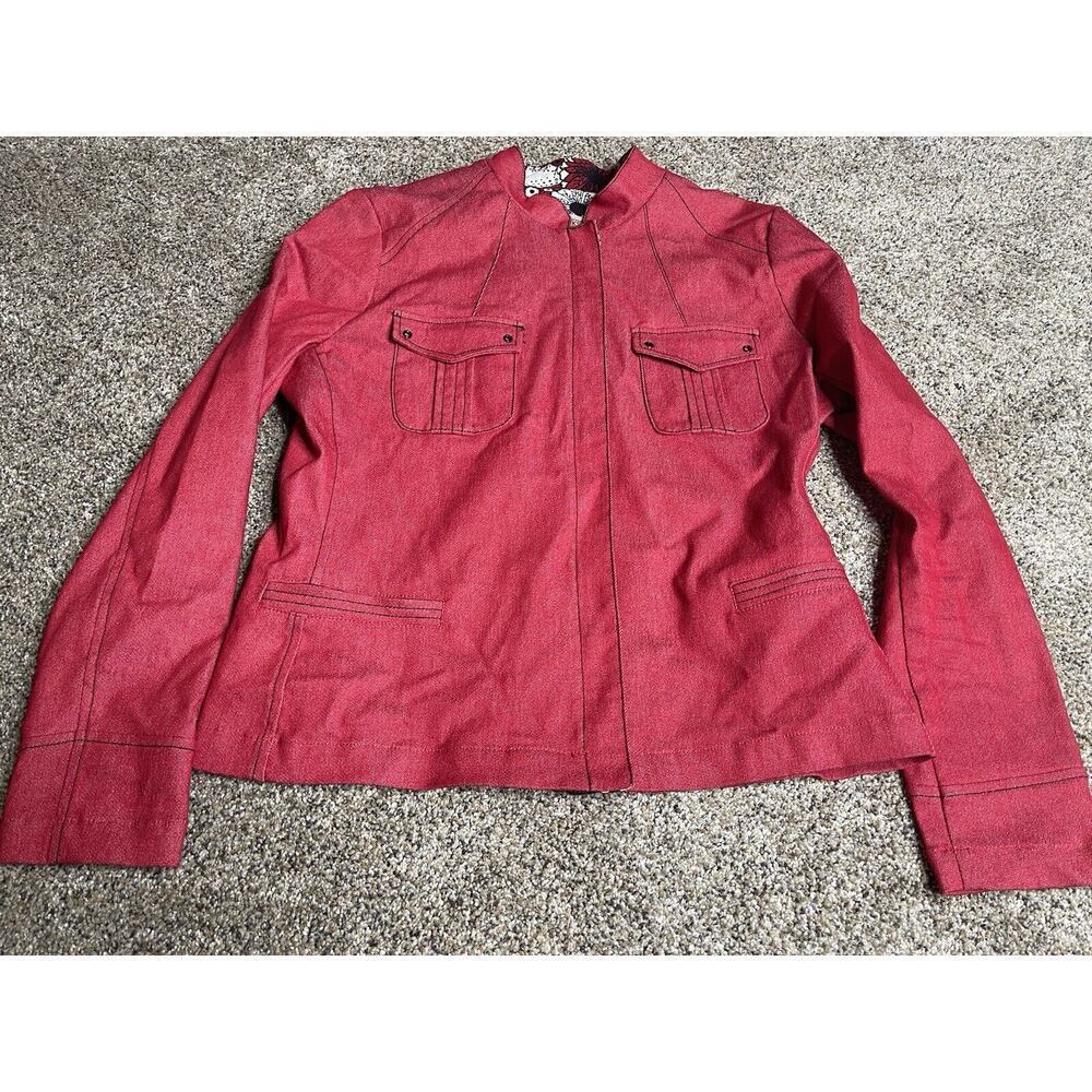 Canvasbacks Jacket Womens Red Blazer Jacket Hidden Button Size Medium